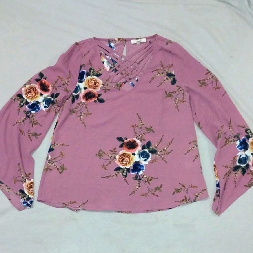Entro Floral Long Sleeve Blouse Small